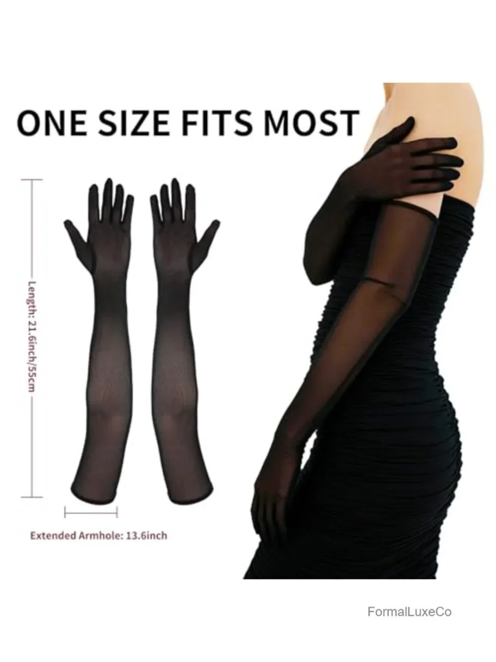 Elbow Length Stretchy Mesh Tulle Gloves for Wedding Bridal Dance Costume